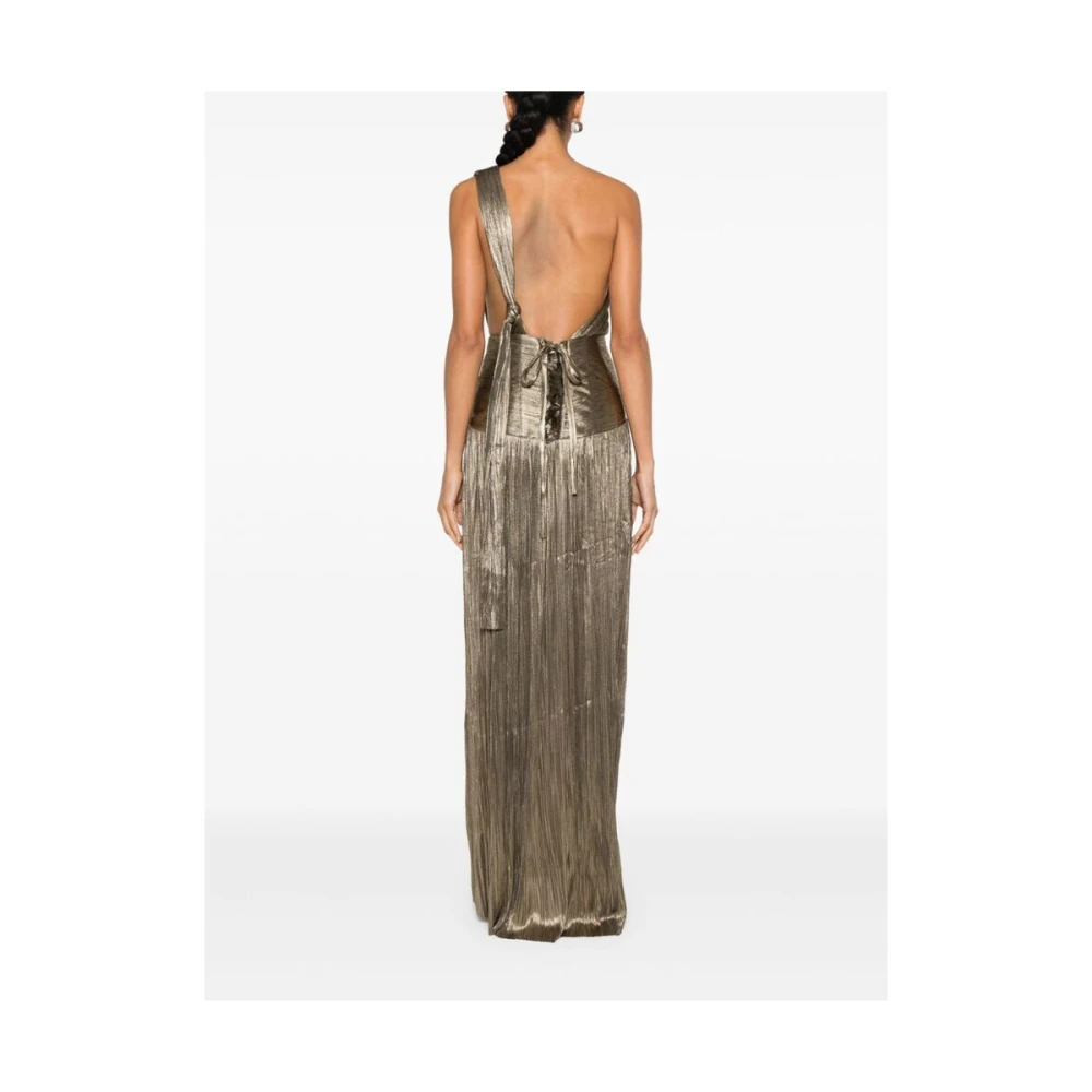 Maria Lucia Hohan Goudkleurige Zijden One-Shoulder Jurk Yellow Dames