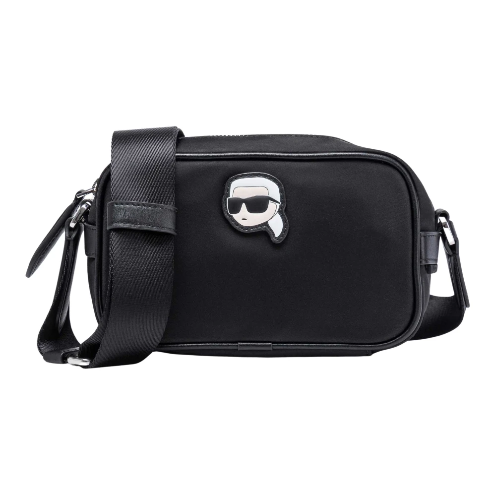 Karl Lagerfeld Chique Zwarte Nylon Schoudertas Black Dames