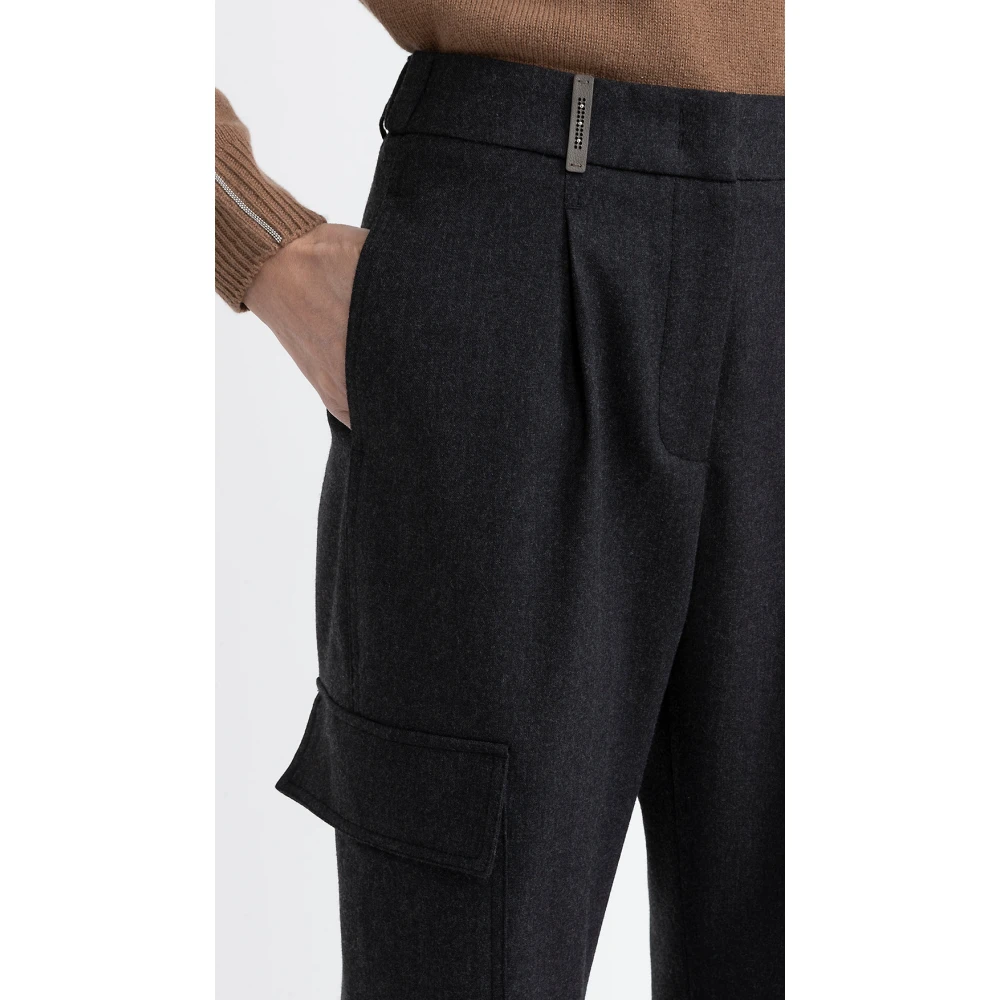 PESERICO Technische wollen flanellen cargobroek Gray Dames