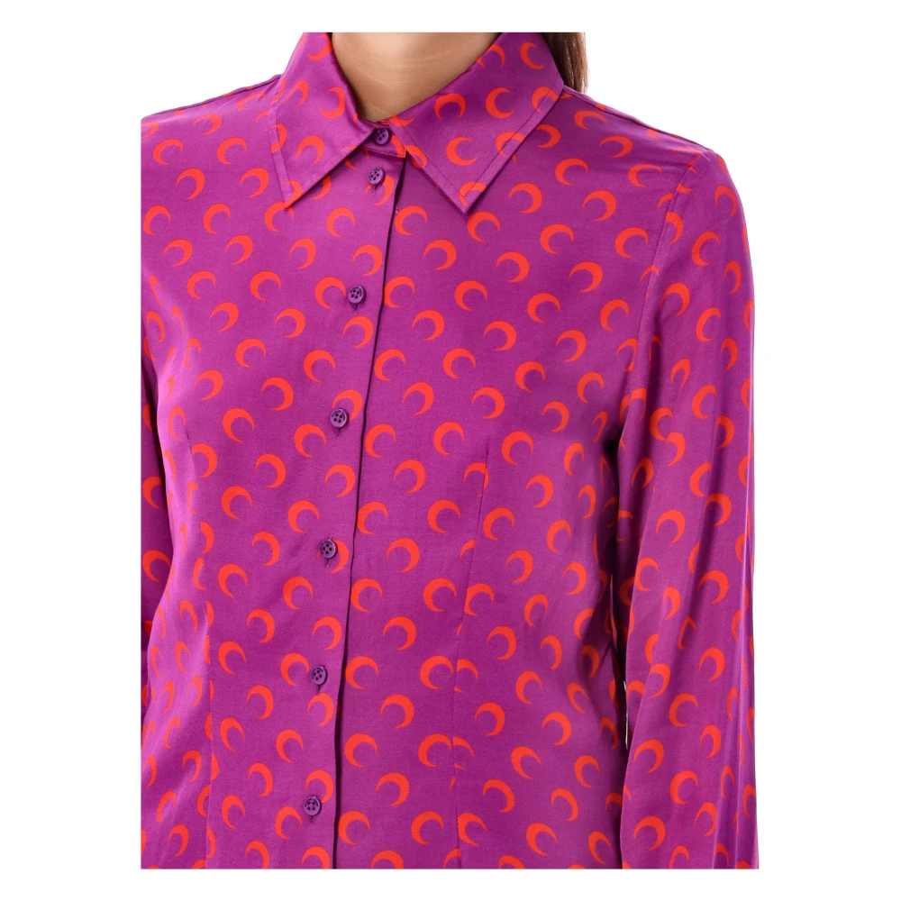 Marine Serre Maanprint Flou Blouse Paarse Shirt Pink Dames