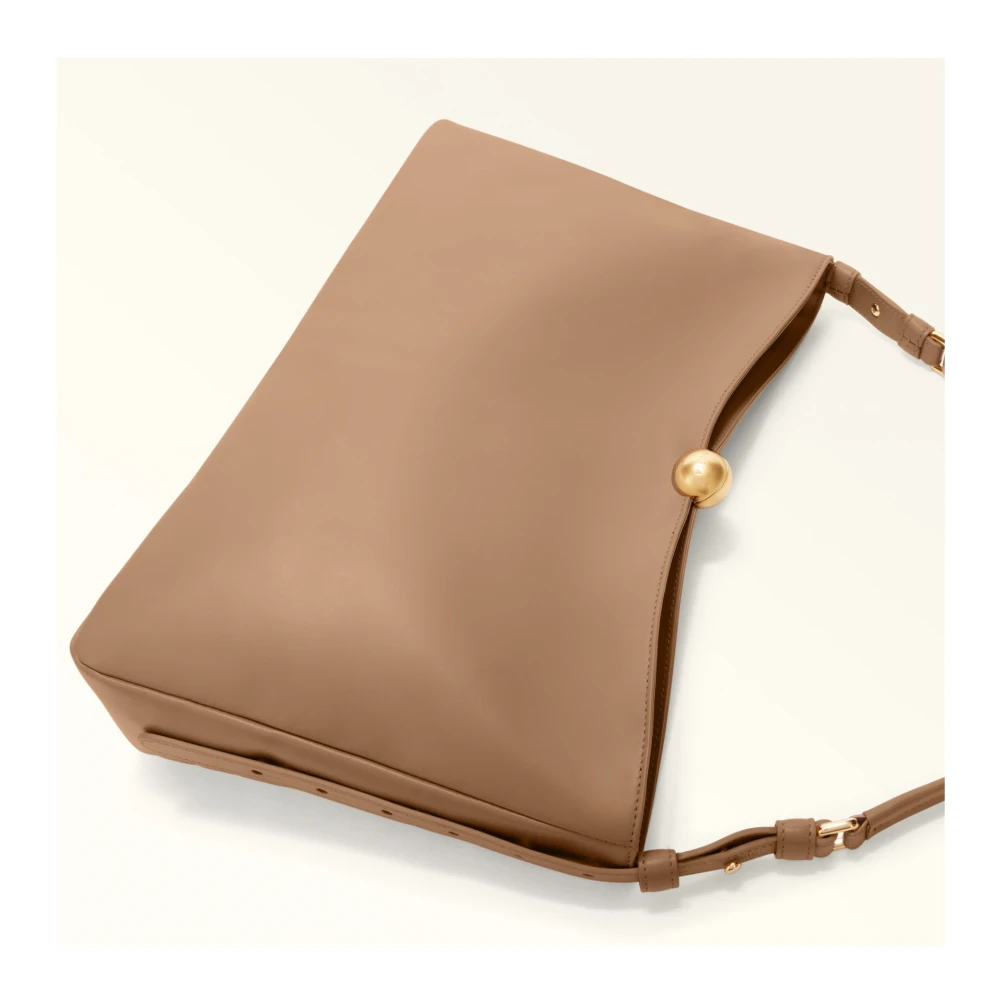 Furla Zachte Leren Schoudertas in Woestijn Brown Dames