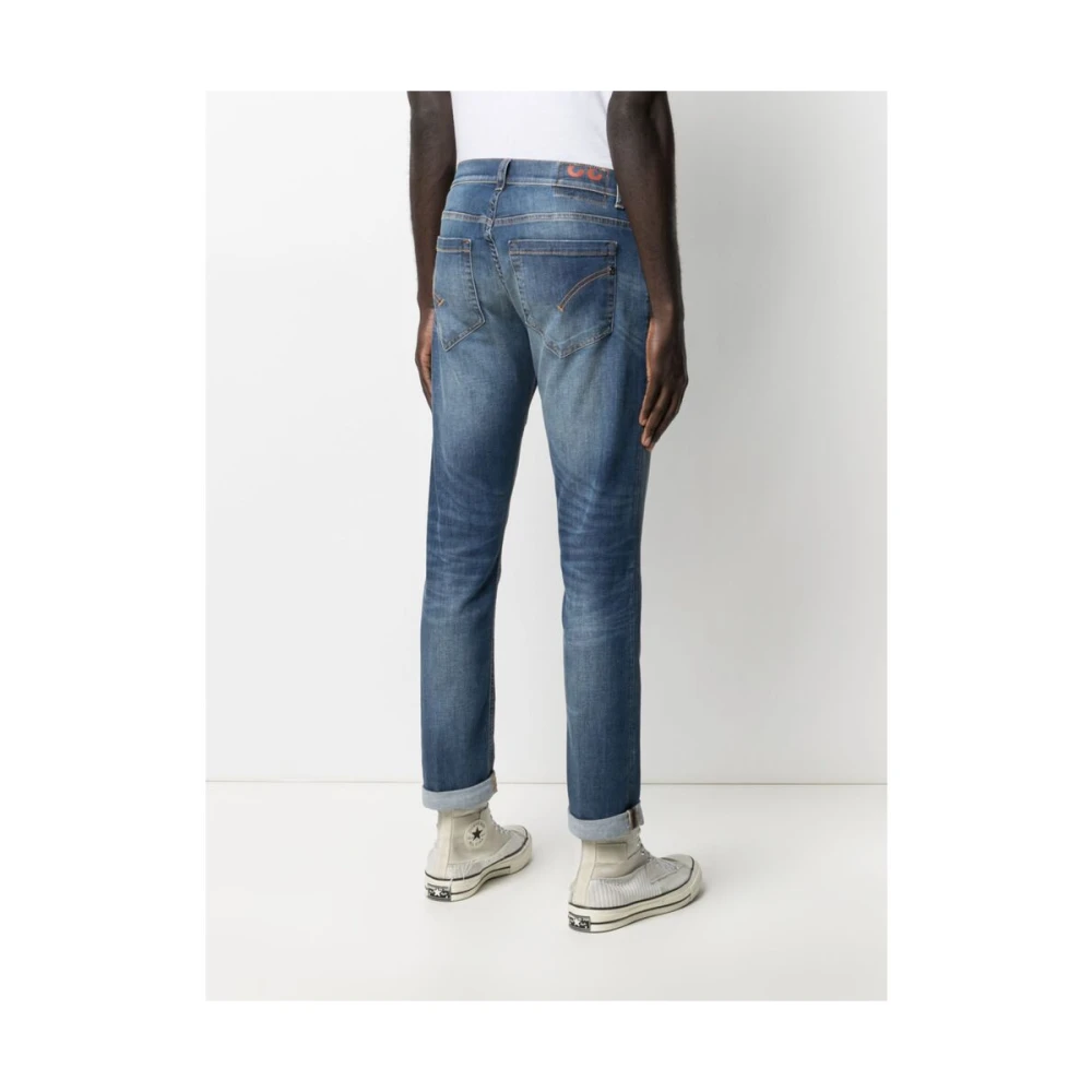 Dondup Blauwe Bleach Wash Whiskering Jeans Blue Heren