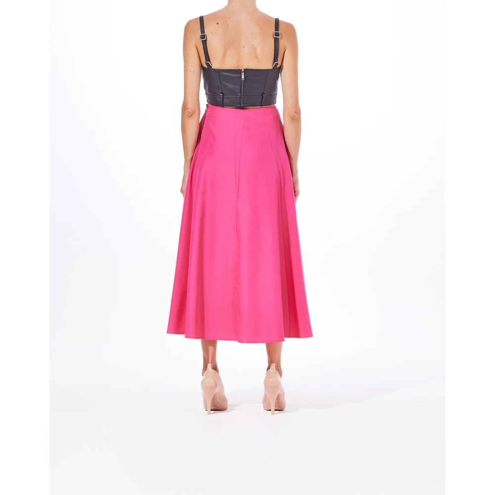 Moschino Fuchsia Taffeta Lange Rok Pink Dames