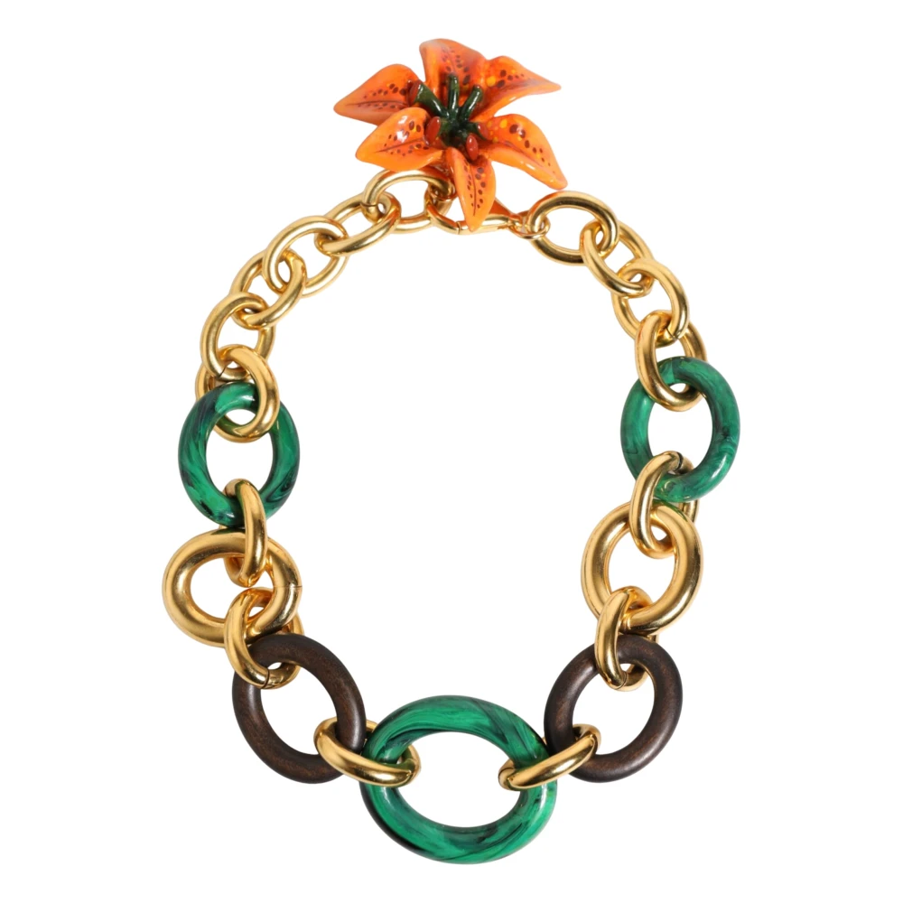 Dolce & Gabbana Vrouw Multicolor Accessoires Dames, Veelkleurig, One Size, Tijgerlelie Bloem Hanger Ketting