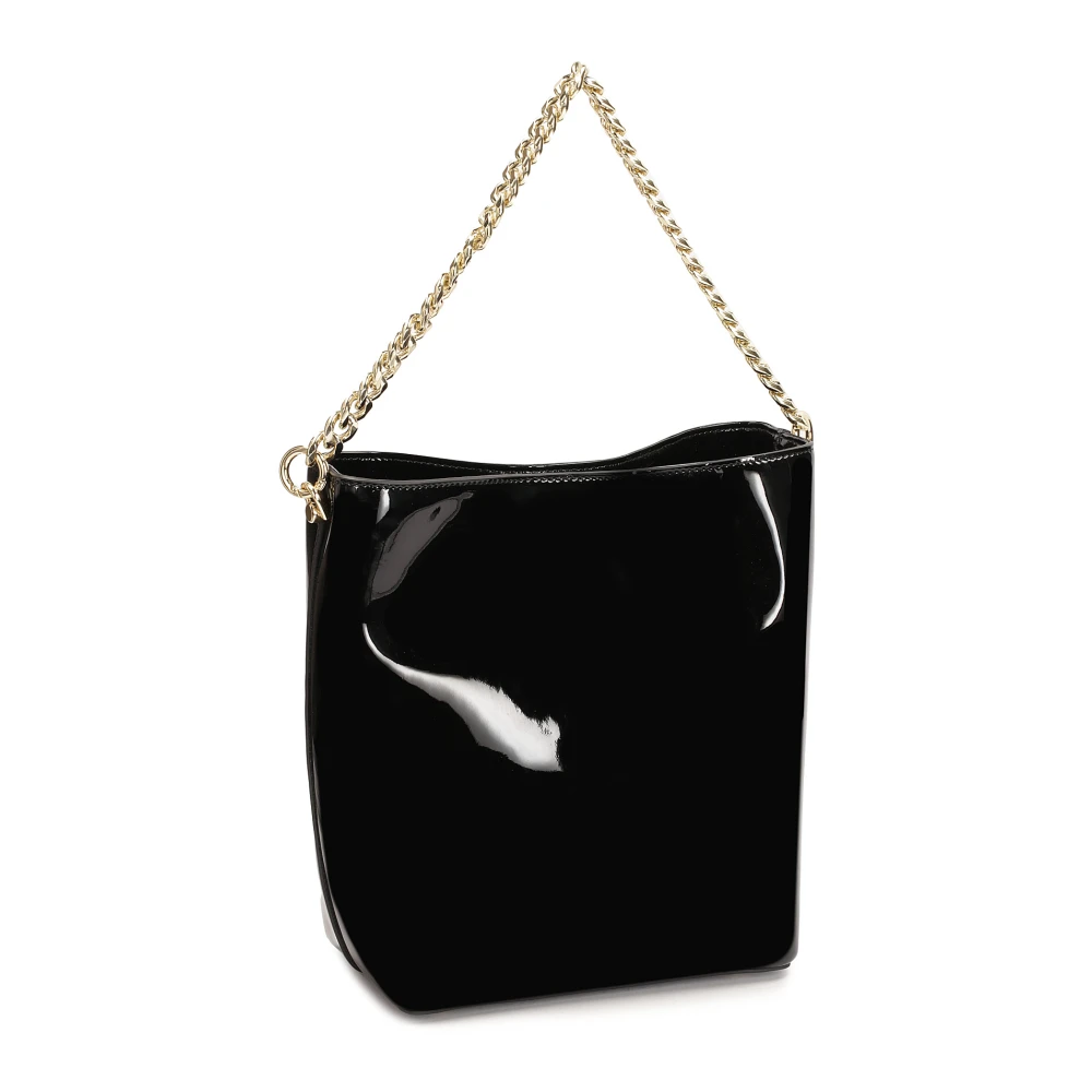 Kazar Gelakte handtas met ketting en scharnierende sluiting Black Dames