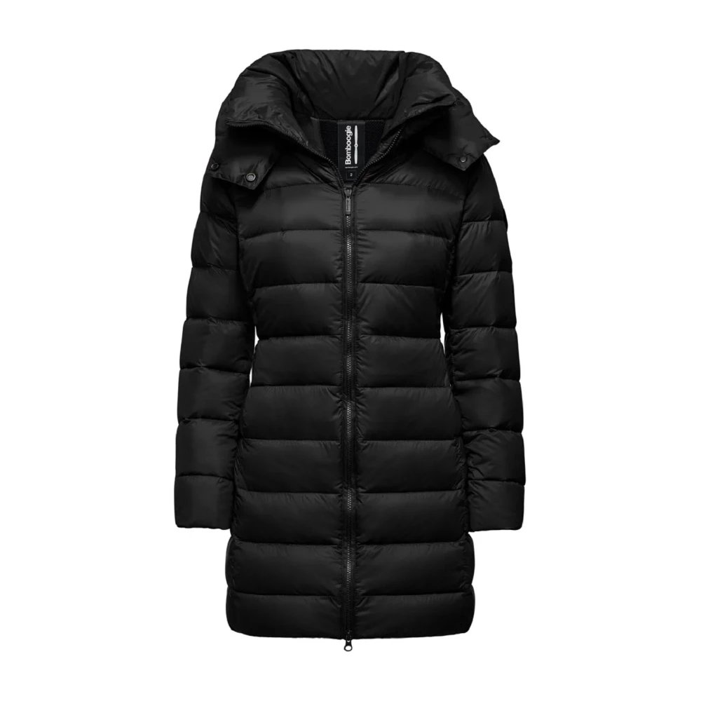 BomBoogie Zwarte Slim Nylon Stretch Donsjas Black Dames