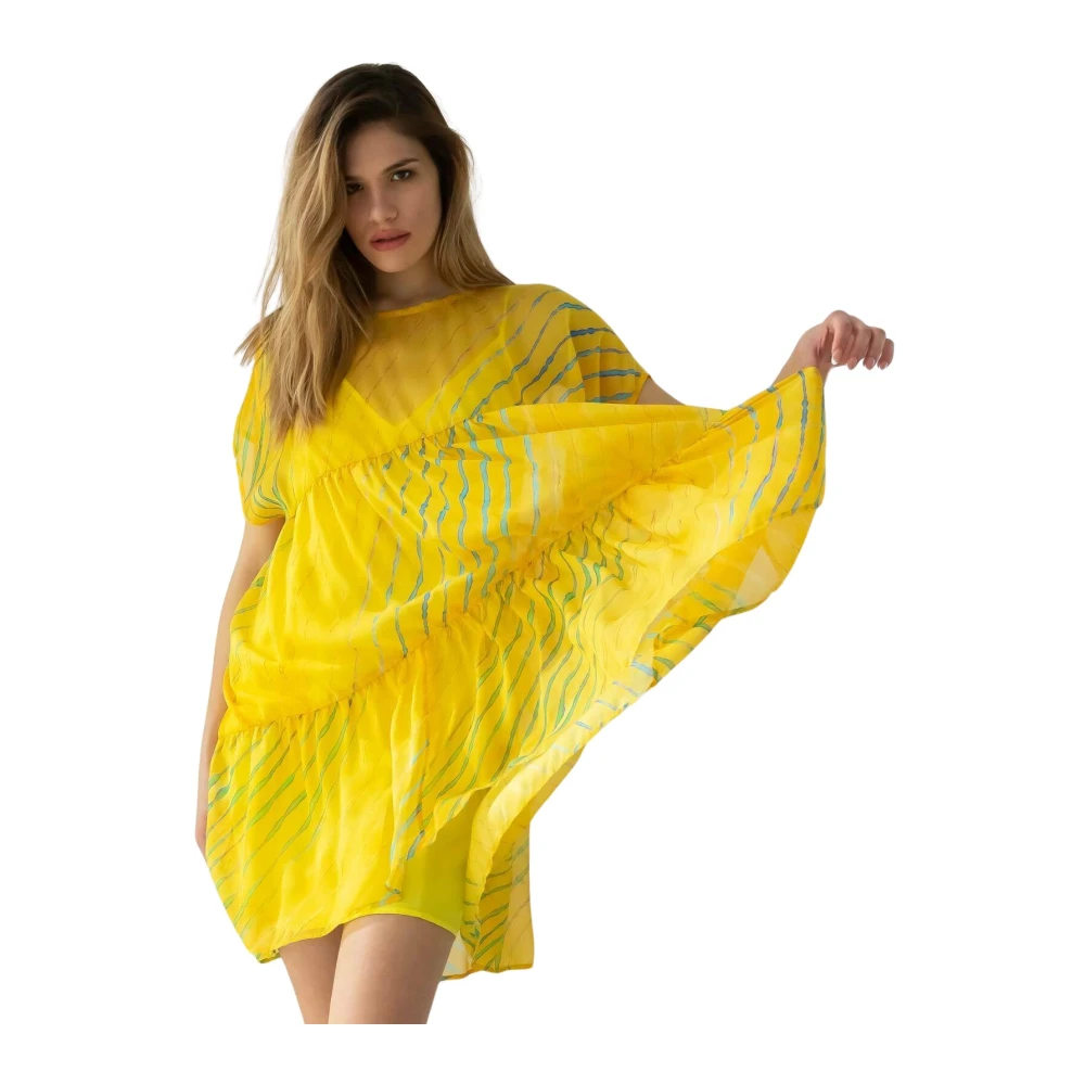 Beatrice .b Gele Tie-Dye Gelaagde Zijden Jurk Yellow Dames