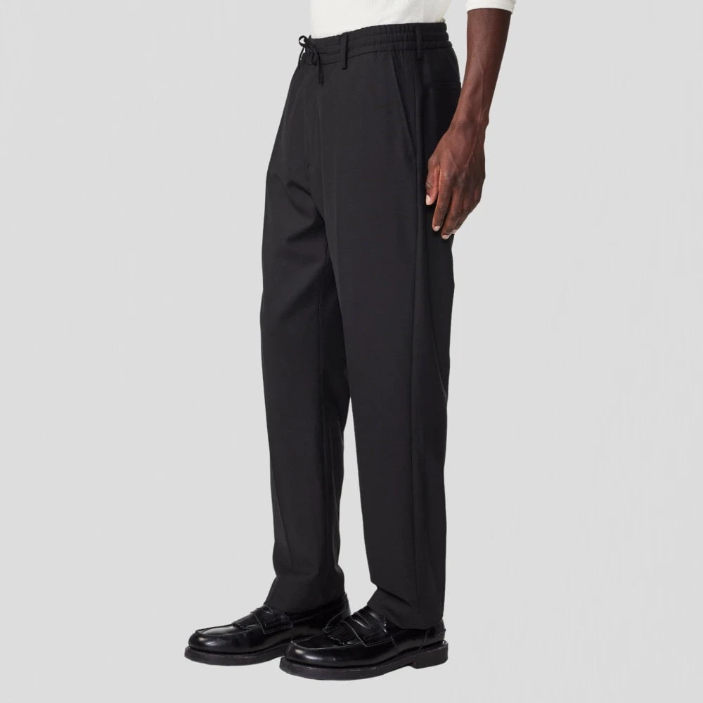 Nn07 Zwarte Broek met Elastische Tailleband Black Heren