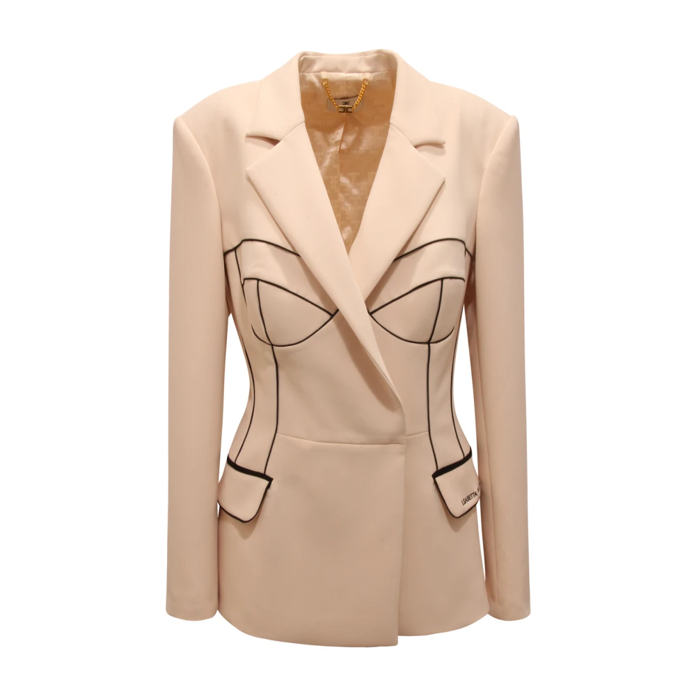 Elisabetta Franchi Women's Beige Giacca Doppiopetto Wo Jacket - Blazers - Xl - Jackets