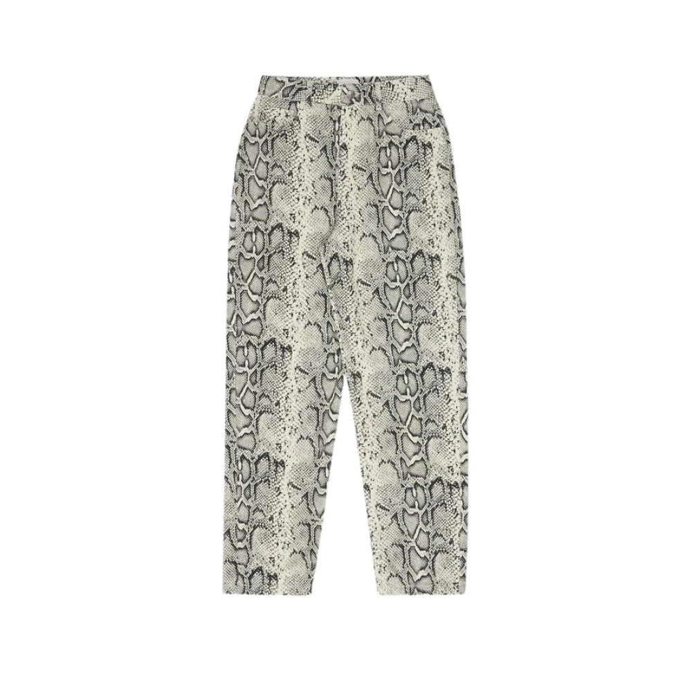 The New Society Slangenprint Denim Broek Rechte Pasvorm Multicolor Dames