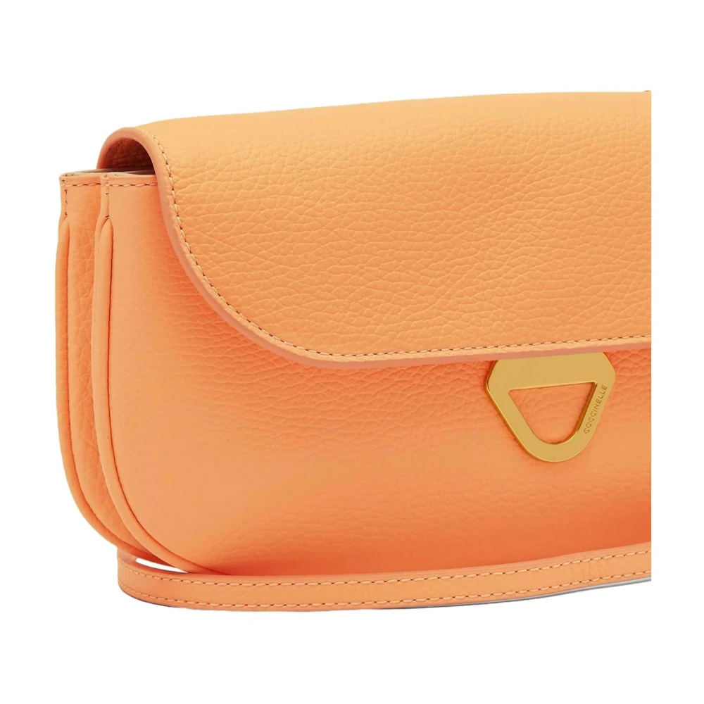 Coccinelle Oranje Leren Schoudertas Clip Sluiting Orange Dames