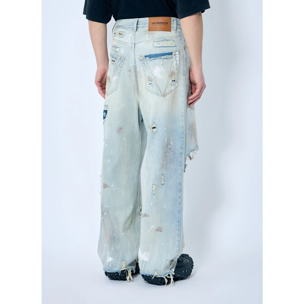 Vetements Versleten Baggy Jeans Blue Heren