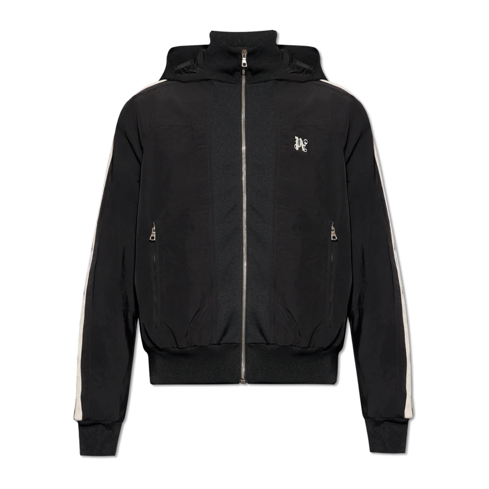 Palm Angels Men's Black Embroidered Logo Track Jacket