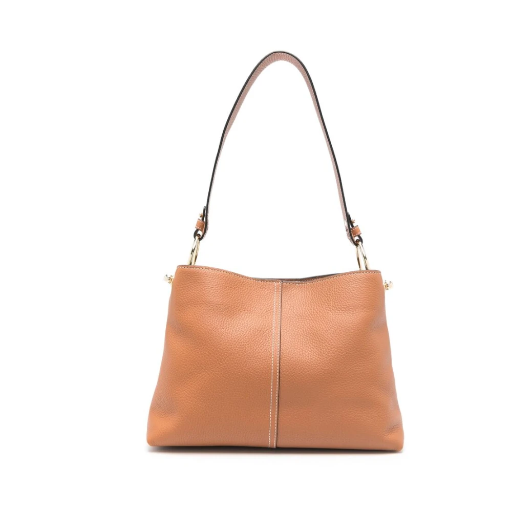 Strathberry Bruine leren handtas met magnetische sluiting Brown Dames