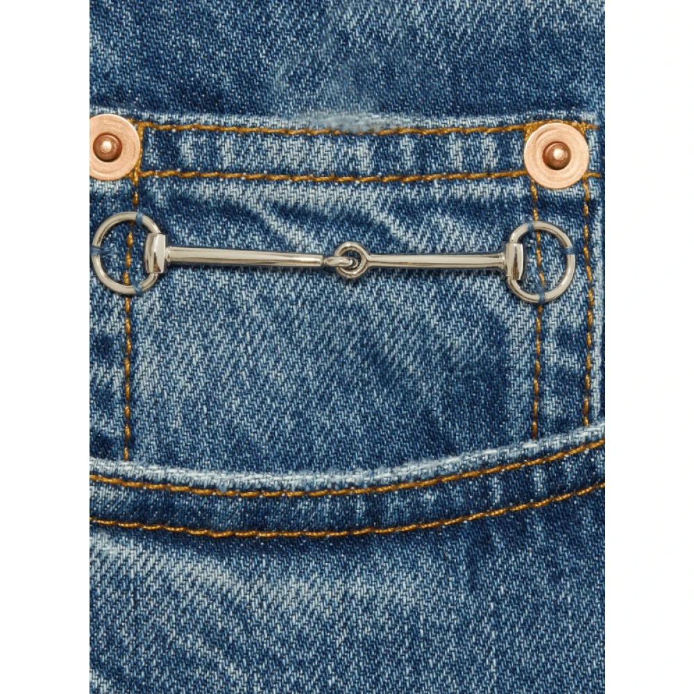 Gucci Blauwe Horsebit Detail Jeans Blue Dames