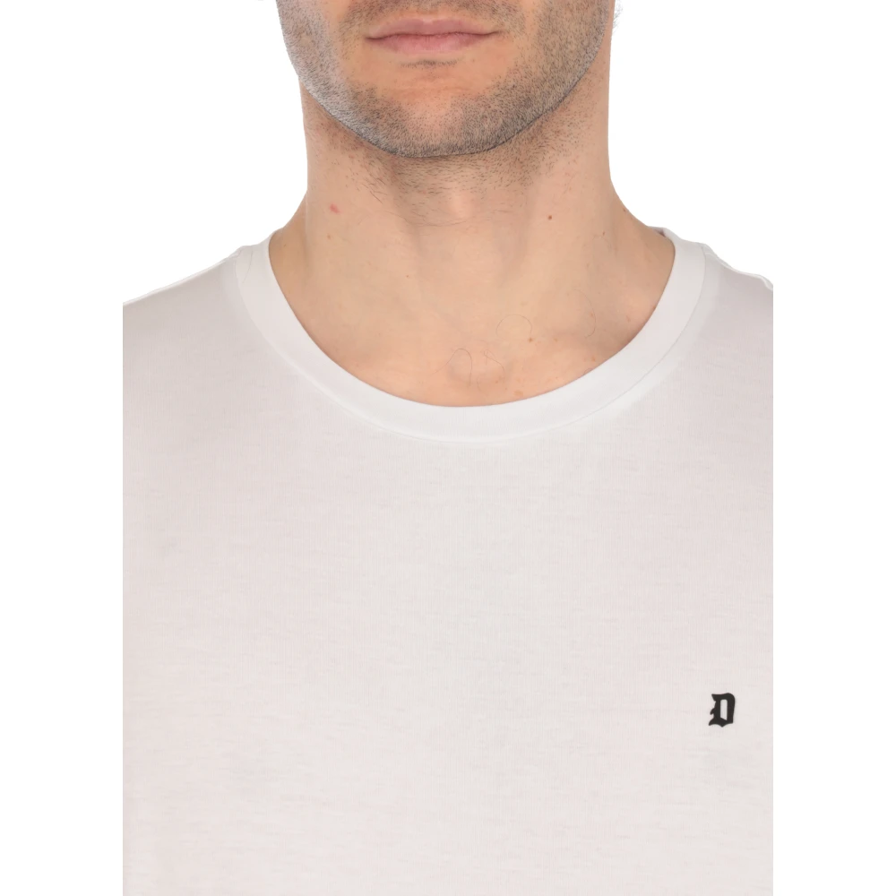 Dondup Wit Katoenen T-shirt met Logo White Heren