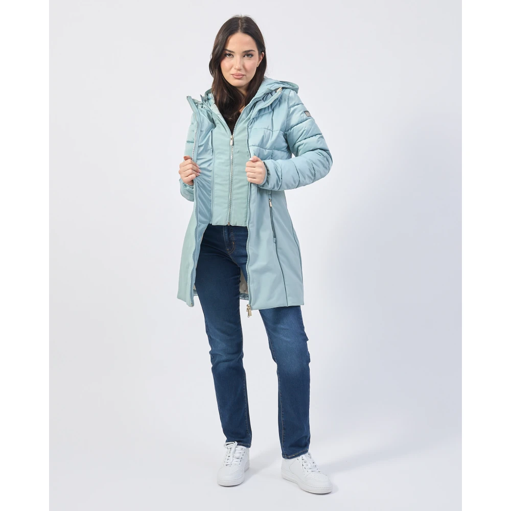 YES ZEE Groene gewatteerde jas met capuchon Green Dames