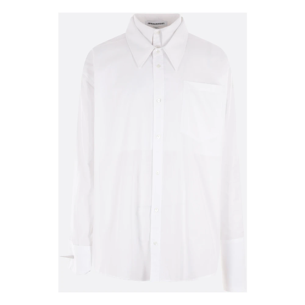 JordanLuca Witte Oversized Shirt met Trompe l'Oeil Kraag White Heren