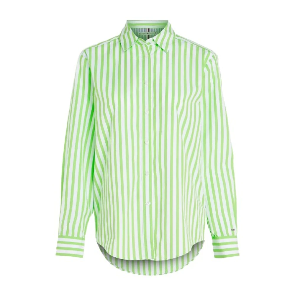 Tommy Hilfiger Gestreept casual katoenen poplin overhemd Green Dames