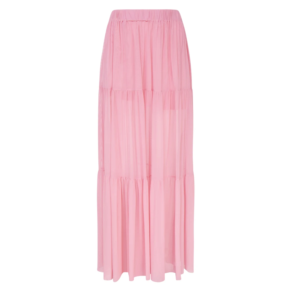 Fisico Roze Gerimpelde Lange Rok Elastische Taille Pink Dames
