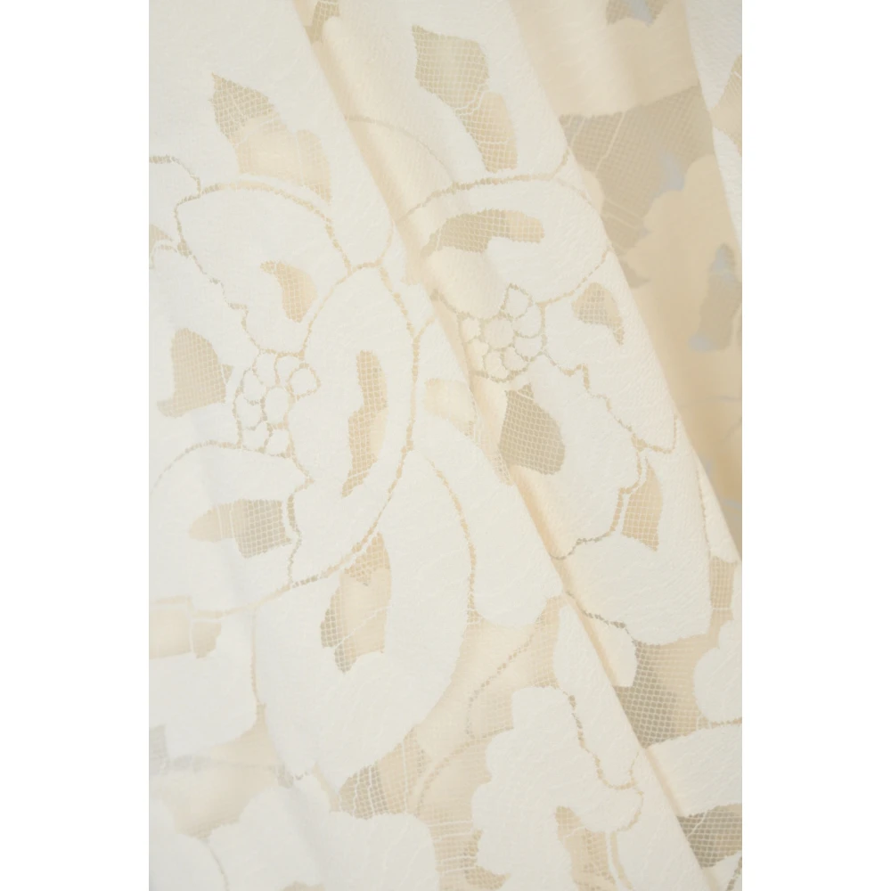 Max Mara Studio Bloemen Kant Midi Rok Ivoor Beige Dames