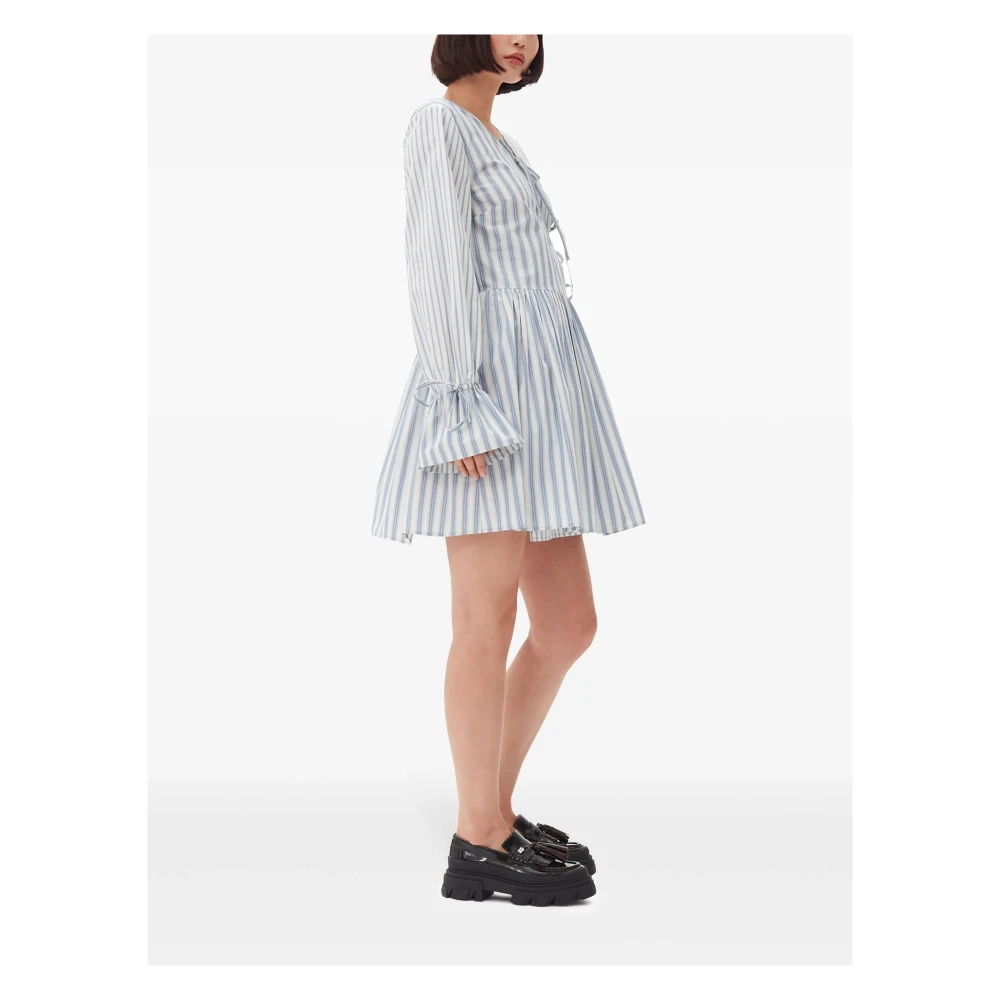 Ganni Streep-Print Mini Wikkeljurk Gray Dames