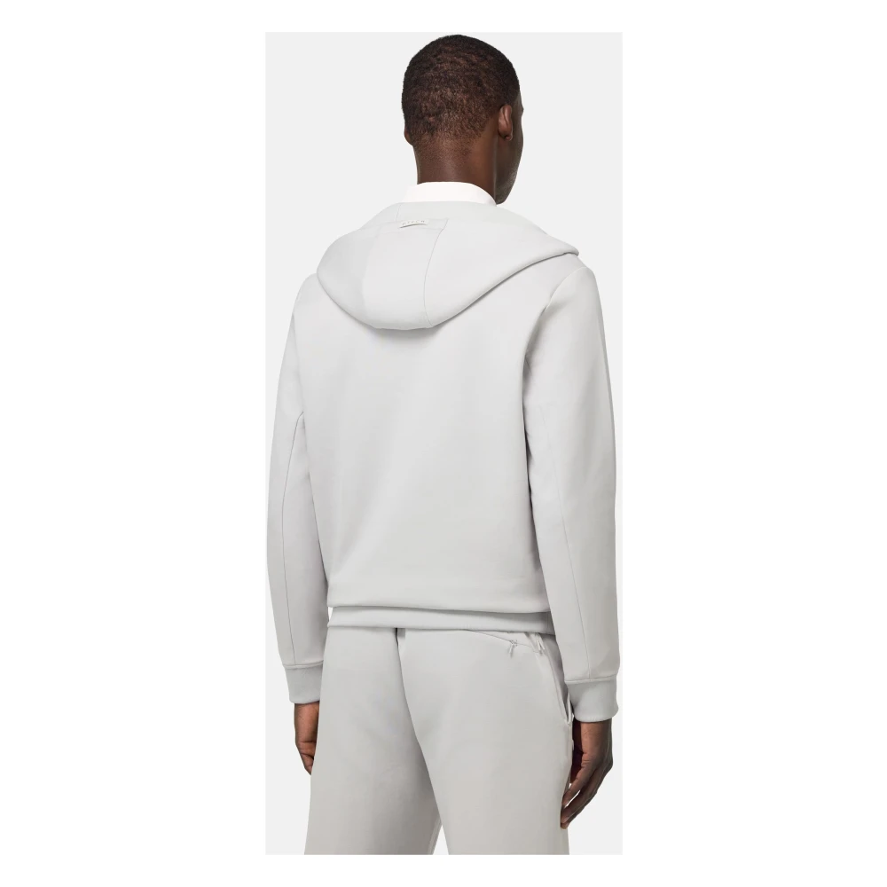 Boggi Milano Half-Zip Hoodie in Lightweight Scuba Gray Heren