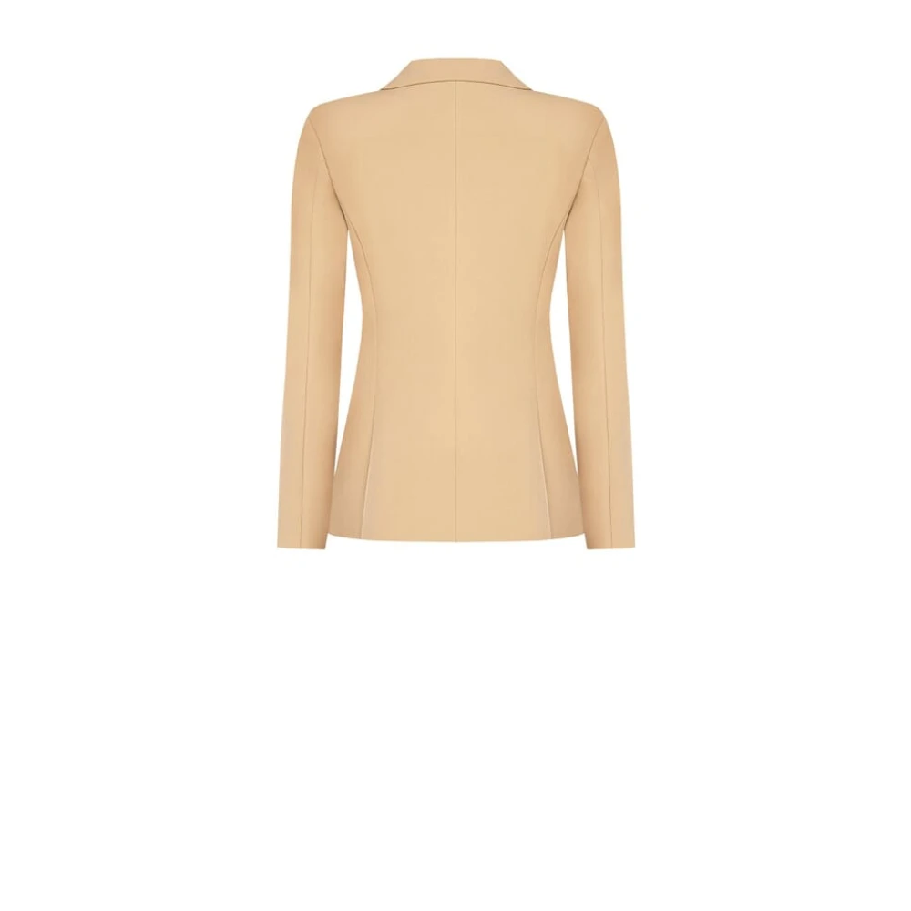 RINASCIMENTO Blazerjas van Technische Stof met één Knoop Beige Dames