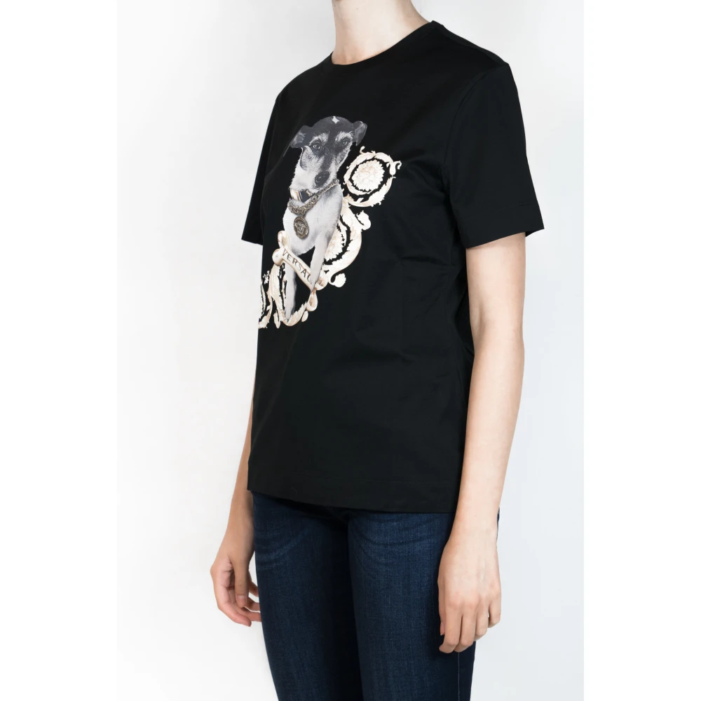 Versace Zwarte Basic TEE Shirt Black Dames