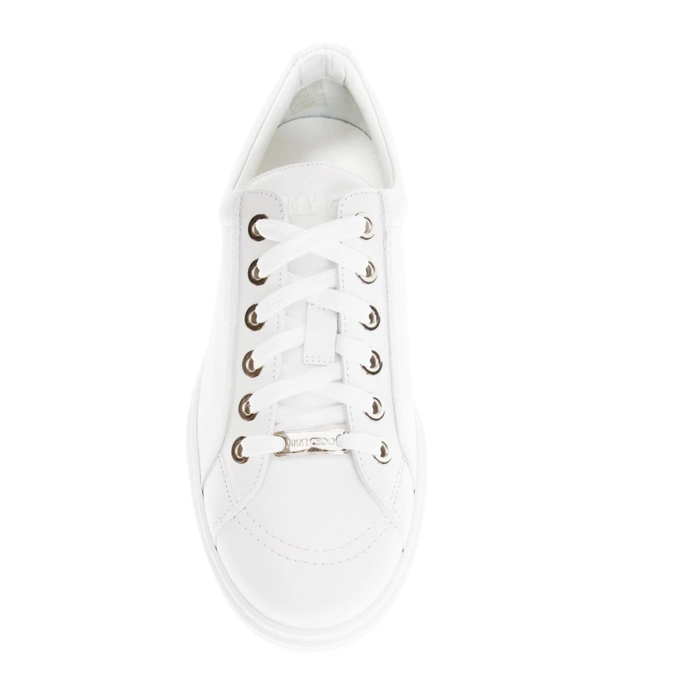 Jimmy Choo Italiaanse Leren Sneakers met Metalen Ster Detail White Heren