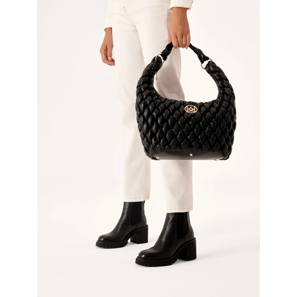 Kazar Grote schoudertas met gewatteerd patroon Black Dames