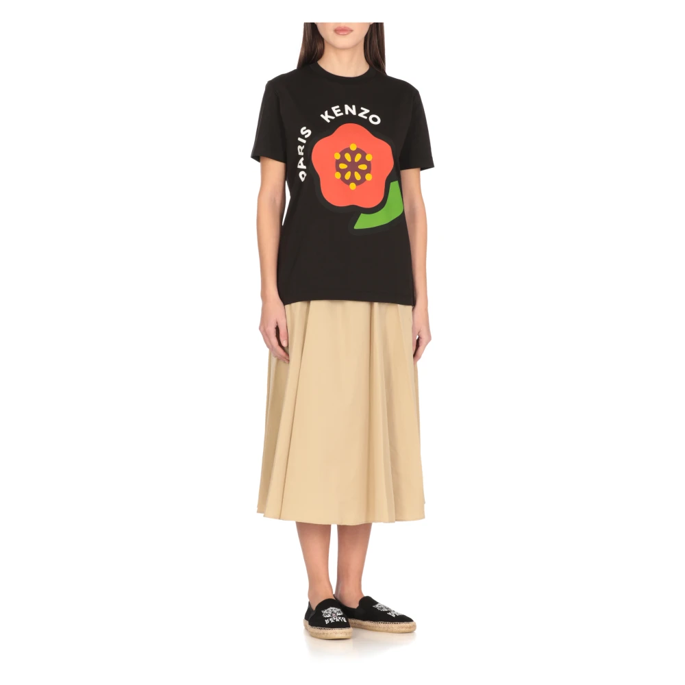 Kenzo Zwart Katoenen T-shirt met Logo Print Black Dames