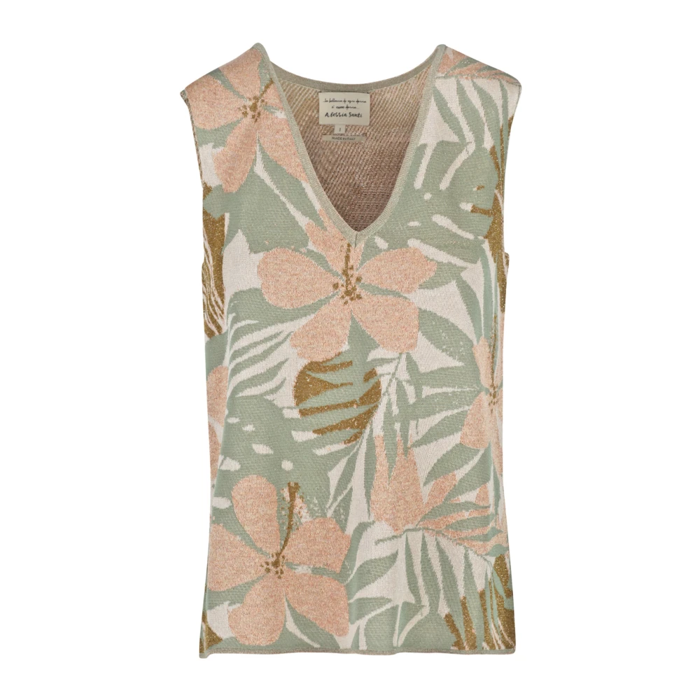 Alessia Santi Lurex Detail V-Hals Mouwloze Top Multicolor Dames