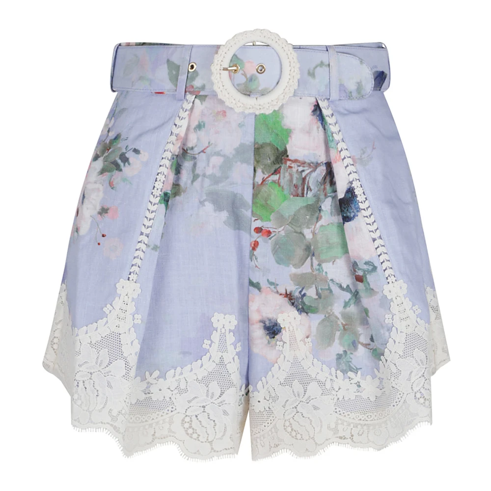 Zimmermann Blauwe Linnen Bermuda's Dameskleding Multicolor Dames