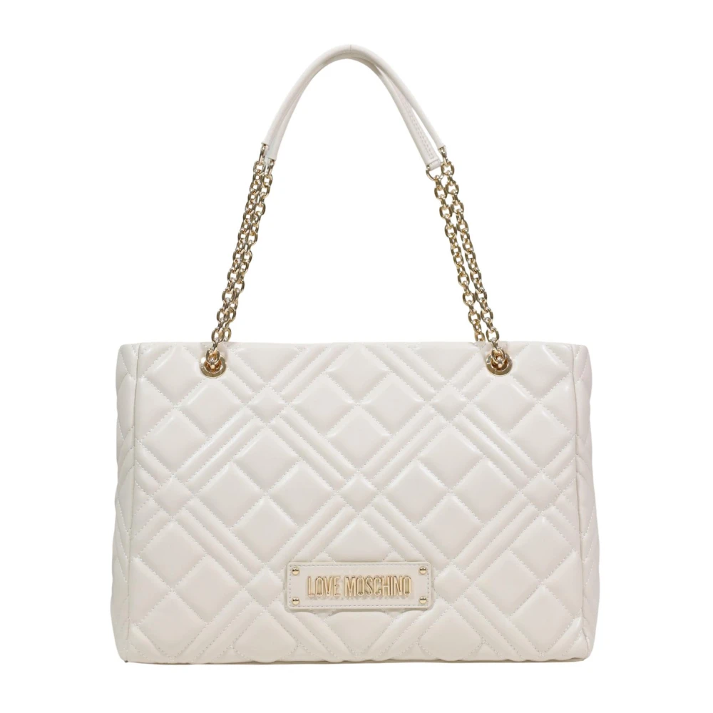 Love Moschino Women's Beige Geometric Quilted Shoulder Bag