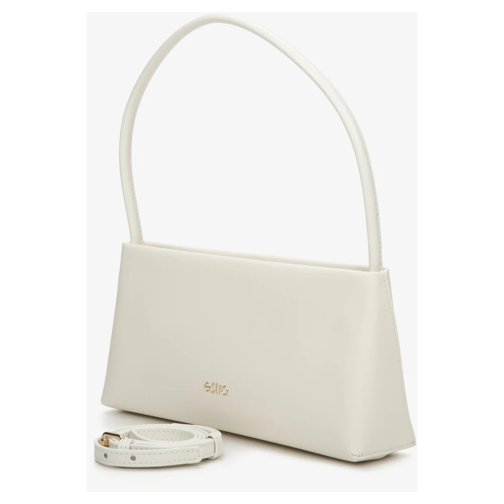 Estro Dames Licht Beige Leren Schoudertas Er00114446 Beige Dames