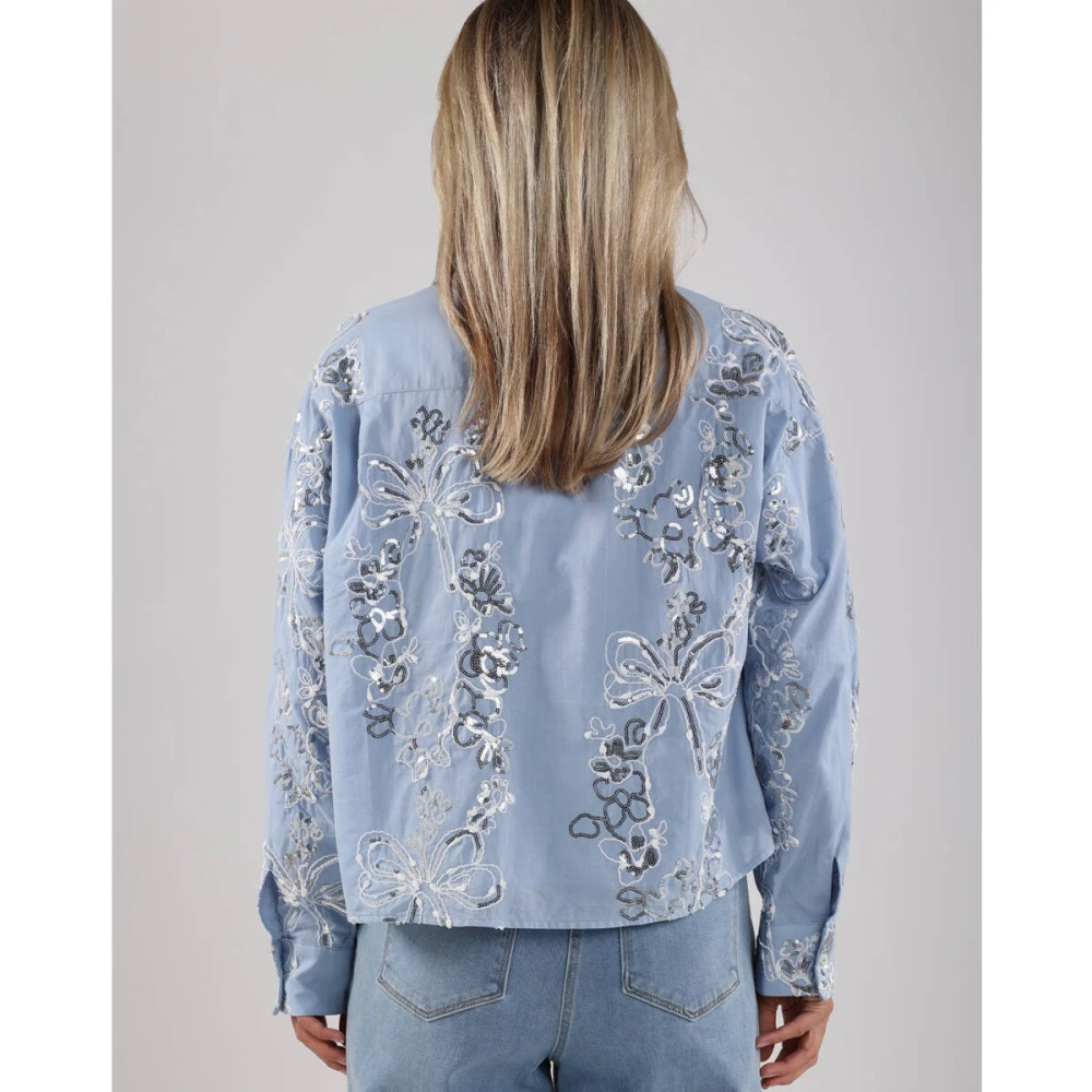 Nukus Tessa Paillet Blouse Blue Dames
