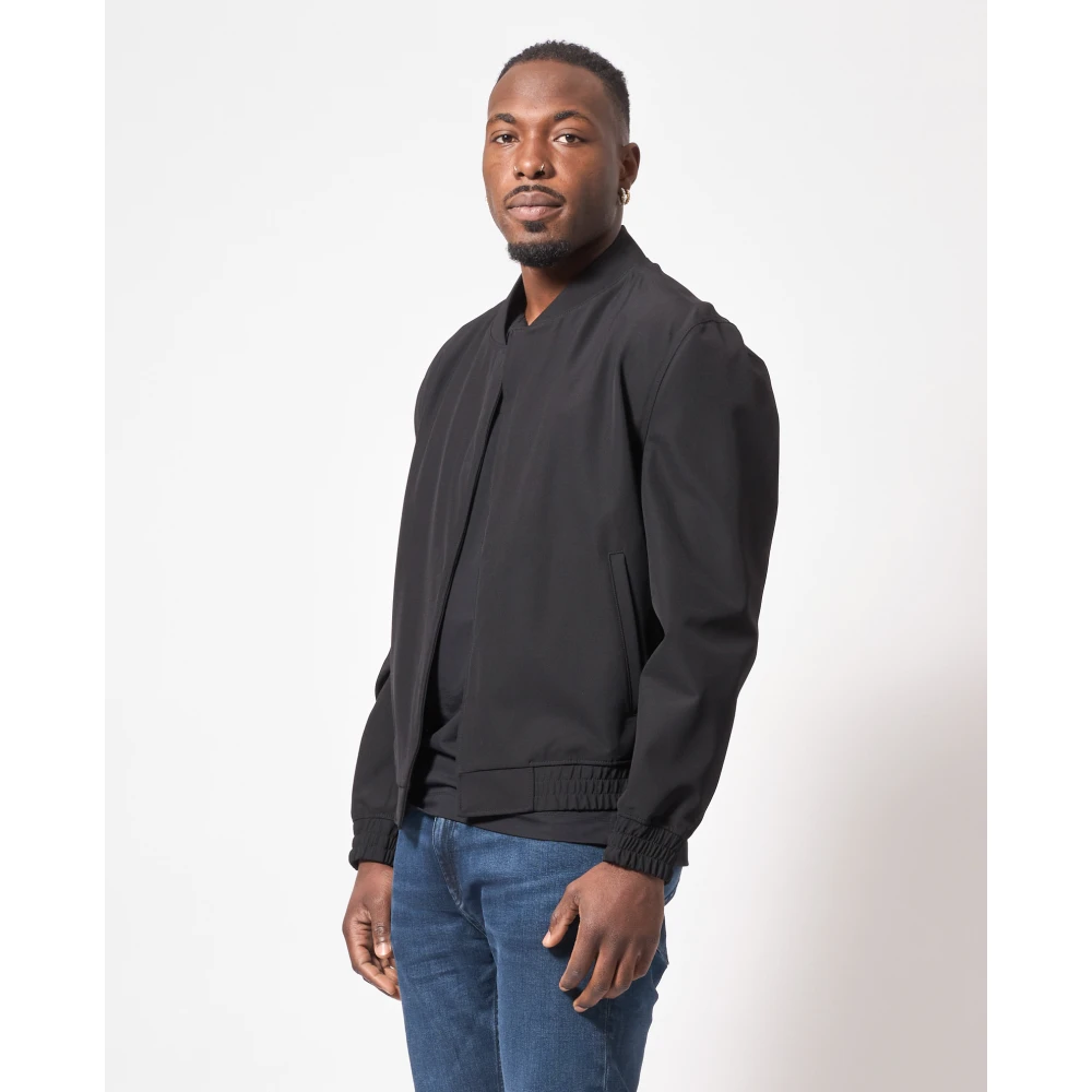 Hugo Boss Moderne Zwarte Jas met Magnetische Sluiting Black Heren