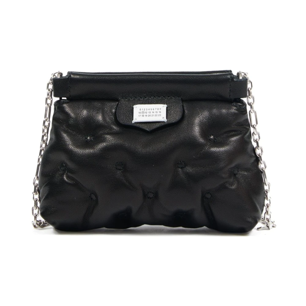 Maison Margiela Women's Black Clutches, One Size, Quilted Shoulder Bag With Chain