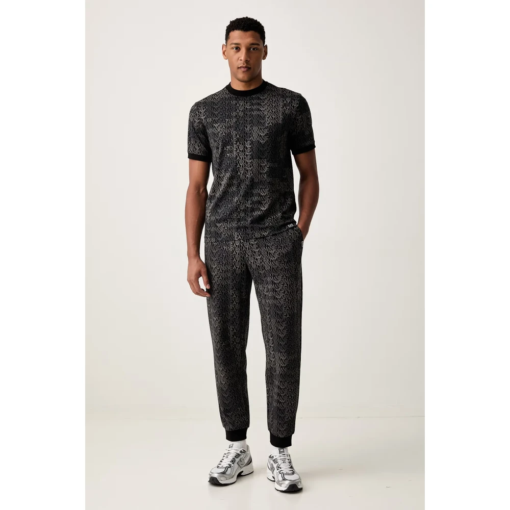 Ea7 Pantaloni Jogger Logo Series Misto Cotone Monogramma - Immagine 3