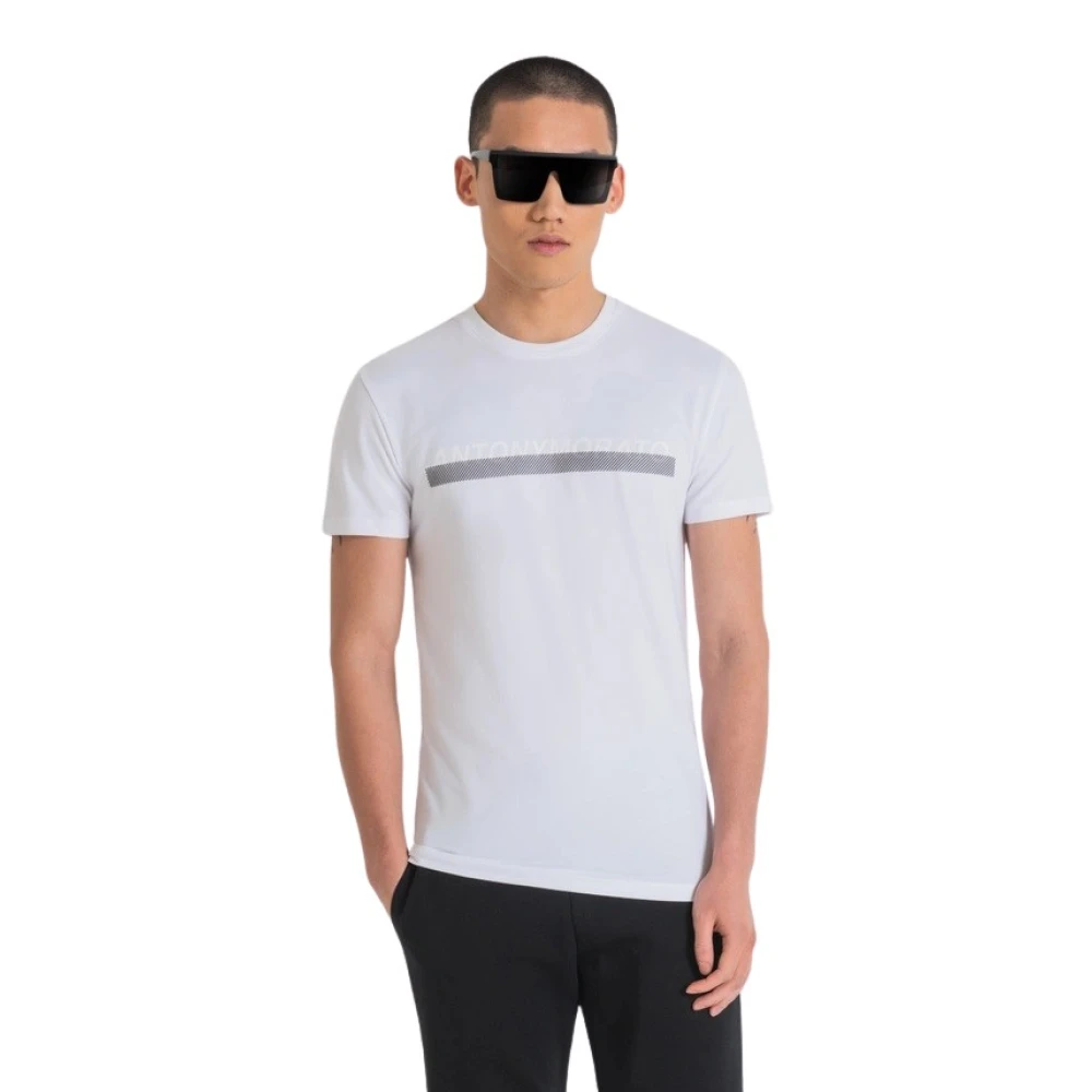 Antony Morato T-Shirt- AM Super Slim FIT Stretch Cotton Fa120032 White Heren