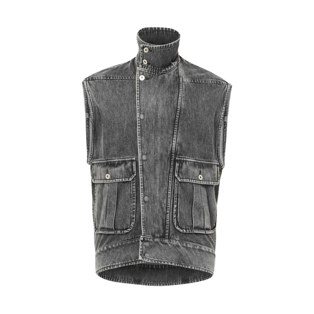 JW Anderson Grijze Gesp Sluiting Vest Hoge Hals Gray Heren