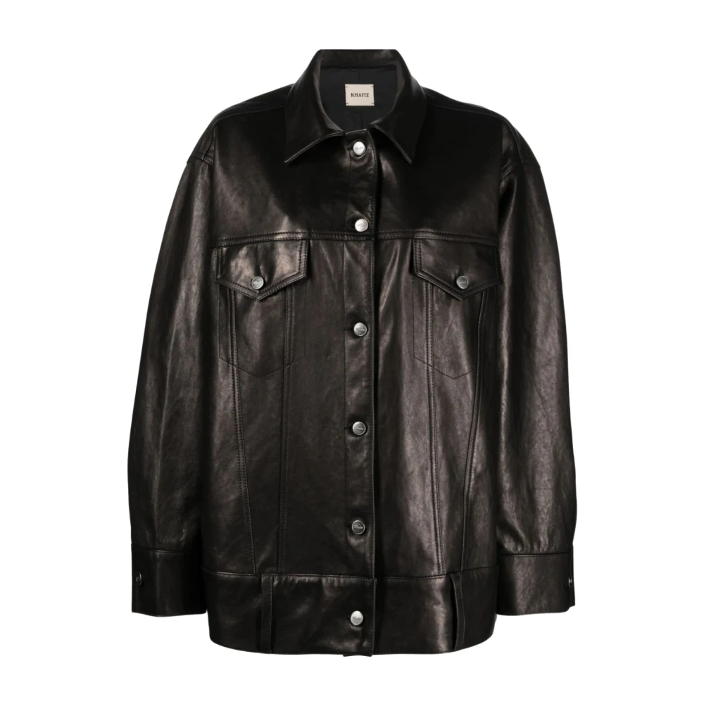 Khaite Leather Jackets Black Dames