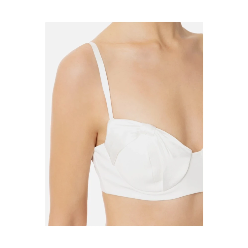 Elisabetta Franchi Satijnen Strikken Lichtgewicht Crepe Top White Dames
