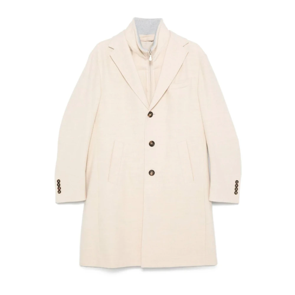 Eleventy Wollen jas met Mélange Effect Beige Heren