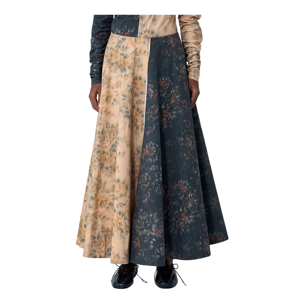Ganni Women's Multicolor Maxi Skirts, 2XS, Midi Circle Skirt