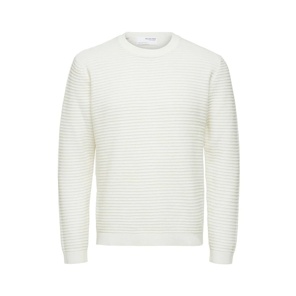 Selected Homme Masei geribbelde gebreide pullover White Heren