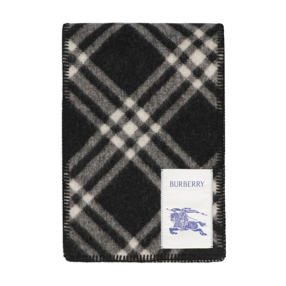 Burberry Uomo Nero - Sciarpa In Lana Con Motivo Tri Bar Check - Accessories - One Size