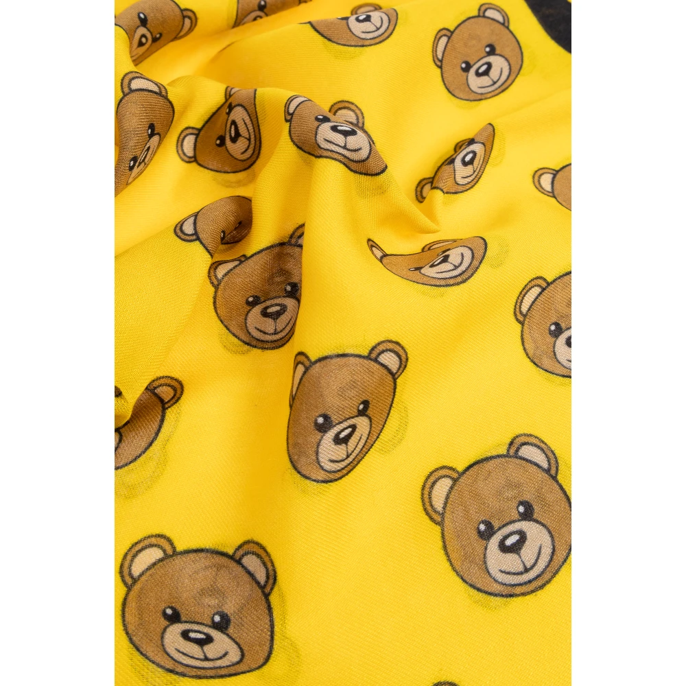 Moschino Sjaal met teddybeer motief Yellow Unisex
