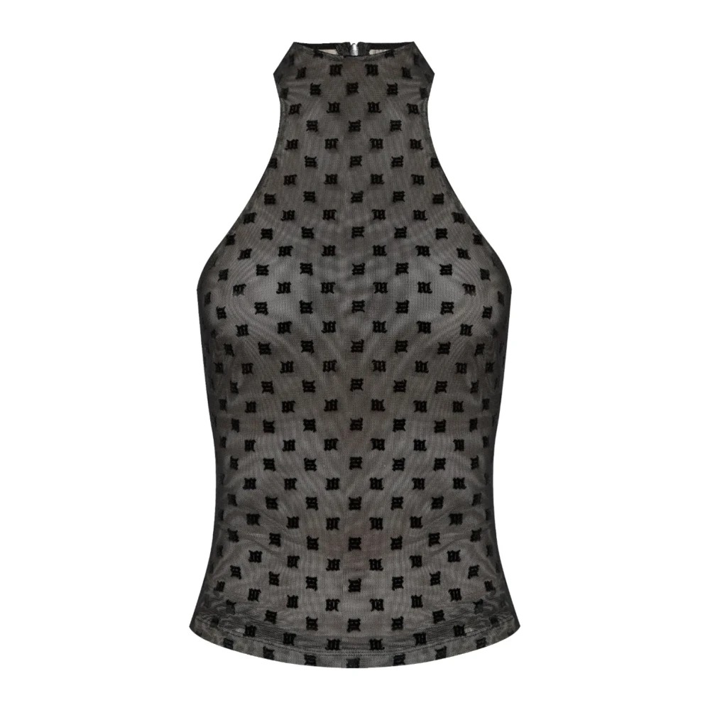 Misbhv Zwart Monogram Halter Top Mesh Black Dames